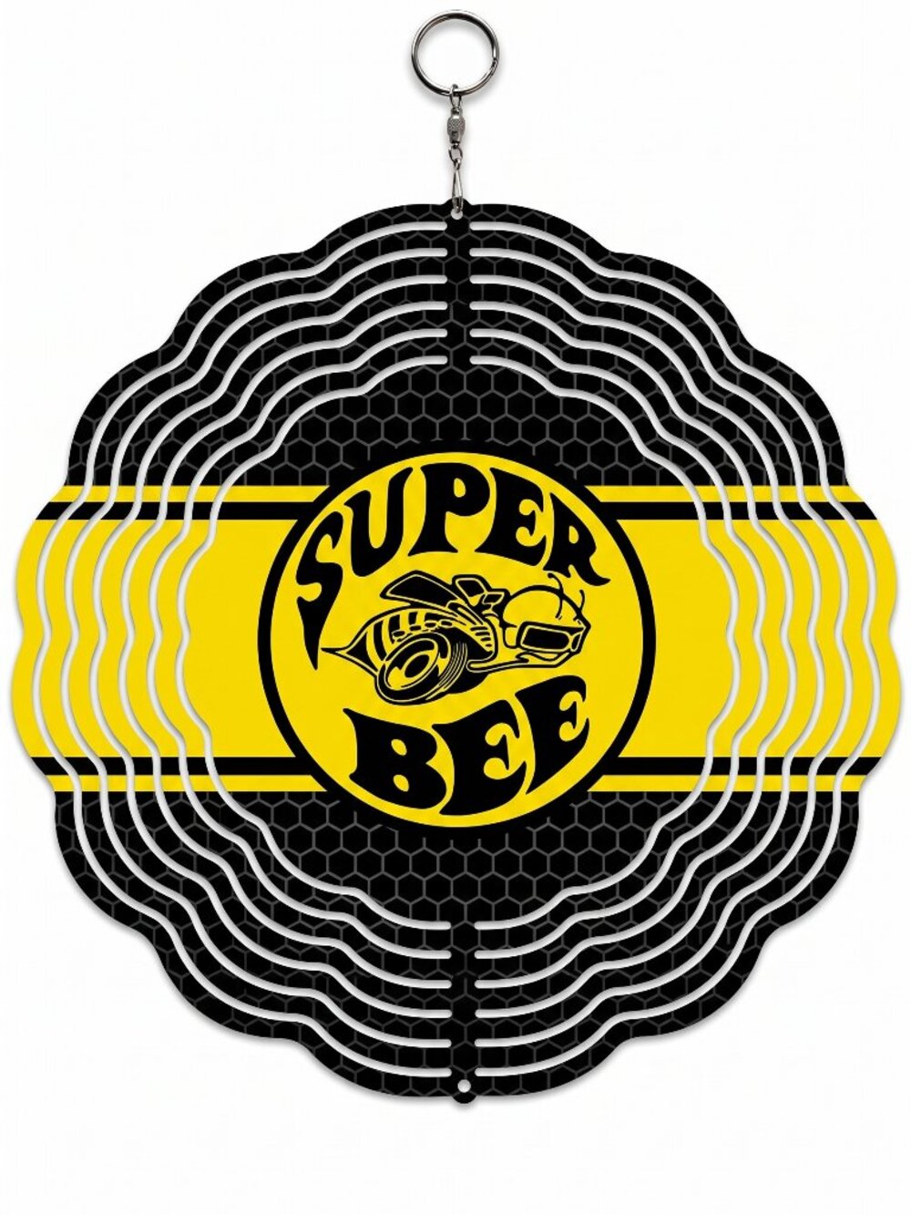 10" Dodge Super Bee Kinetic Wind Spinner - Honeycomb Metal Hanging Yard Decor
